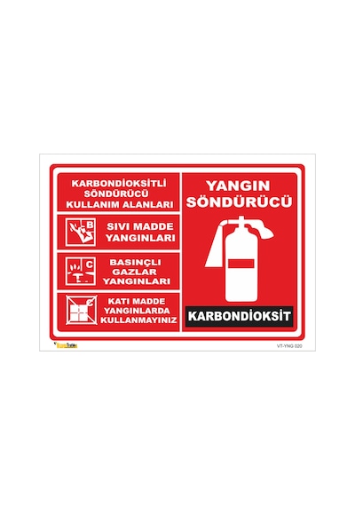 Yangın Söndürücü Karbondioksit - İsg Levhası Levha 15x21 Cm Galvaniz Saç 0,4 Mm Yng 020