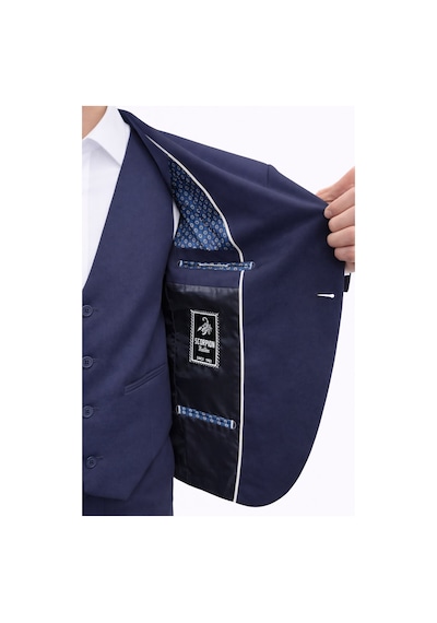 Erkek 3 Parça Slim Fit Takım Elbise Klasik Likralı Kumaş, Tek Düğme, Çift Yırtmaçlı Modern Kesim Ceket Yelek Pantolon Lacivert