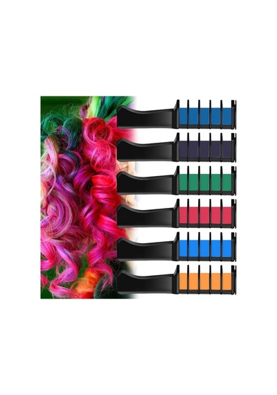 Rengarenk Saç Boyama Tebeşiri - Mini Taraklı Konsept Saç Boyama Seti Hair Chalk Turuncu