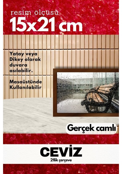 Gerçek Camlı 21lik Düz 15 X 21 Kahverengi Fotoğraf Resim Çerçevesi Ayaklı Arkalık Veya Duvara Asma