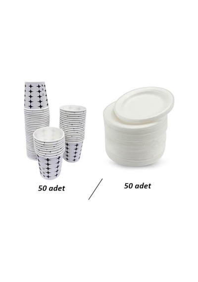 Anı Karton Bardak 50 Adet + Köpük Tabak 50 Adet