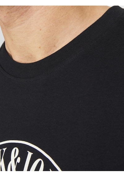 Jack & Jones Jack Jones Baskılı Bisiklet Yaka Tişört 12250411 Siyah