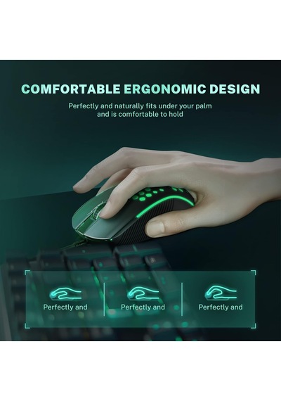 S11 3600dpı Rgb Optik Oyuncu Mouse, Siyah