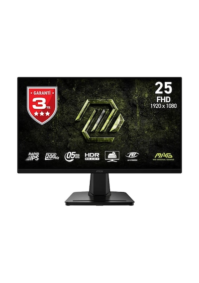 Msı 24.5" Mag 256f E20 1920x1080 Fhd 16:9 Flat Rapıd Ips 200hz 0.5ms Gtg, Min. Freesync Premıum Gamıng Monıtor