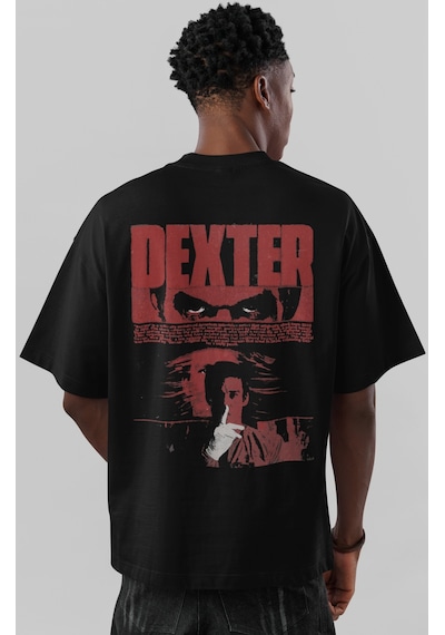 Dexter Dizi Sırt Baskılı Unisex Oversize Tişört Siyah