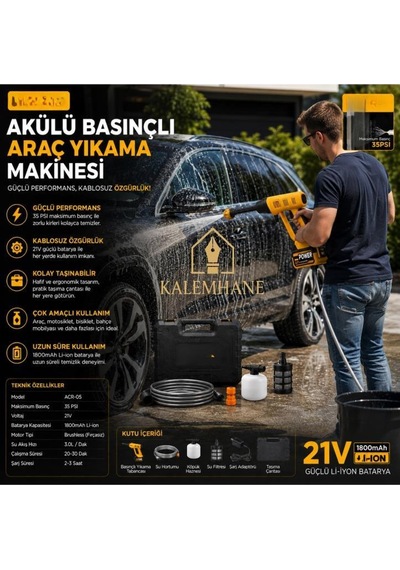 Kalemhane 21v Şarjlı Oto Yıkama Seti