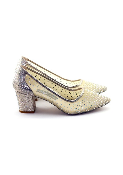 Seç Kundura Seç 729 Taşli Tül Detayli Stiletto Altin