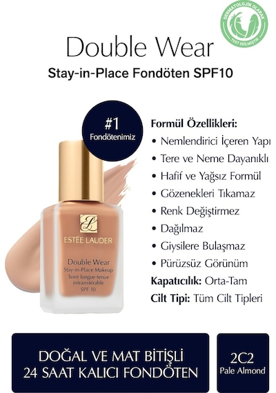 Estee Lauder Double Wear Fondöten 2C2 Pale Almond 30 ML