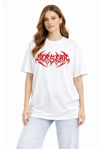 De'charme Baskılı T-shirt Yazlık Kısa Kol Bisiklet Yaka Rahat Kalıp Tişört - Beyaz