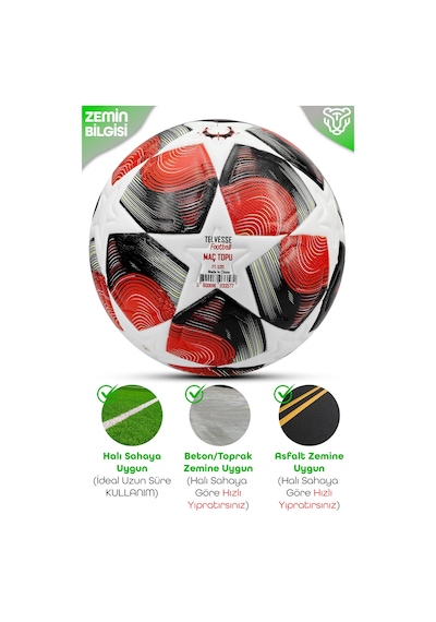 Pro-series Pu Futbol Topu Lazer Kesim Şampiyonlar Beton Halı Saha Resmi Maç Futbol Topu Kırmızı 520 Açık Kahverengi