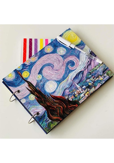 Van Gogh Yıldızlı Gece Tasarımlı Fotoğraf Albümü Anı Defteri, Kendin Yap DIY