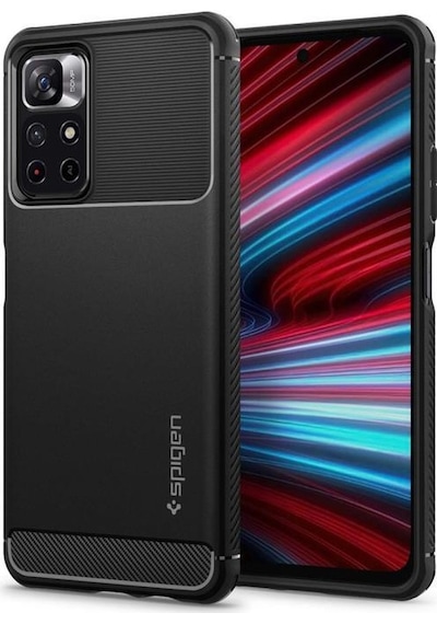 Spigen Redmi Note 11t 5g İle Uyumlu Kılıf Rugged Armor Matte Black