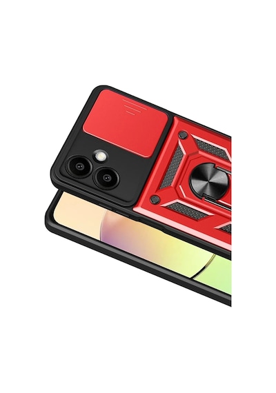 Samsung Uyumlu Galaxy A07 4g Uyumlu Pars Lens Yüzüklü Silikon - Kırmızı