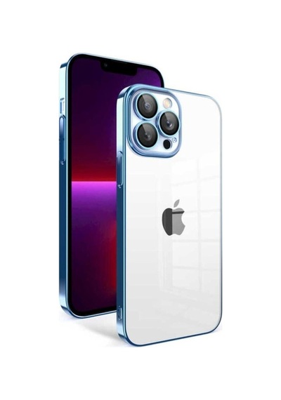 Apple Uyumlu iPhone 13 Pro Kılıf Kamera Korumalı Renkli Çerçeveli Zore Garaj Kapak Mavi Açık