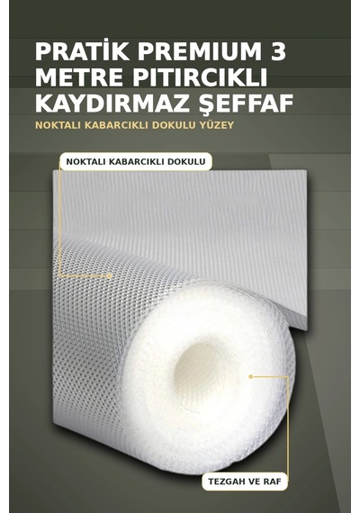 3 Metre Kalın Dokulu Şeffaf Raf Örtüsü Ve Tezgah Üstü Koruyucu Çok Amaçlı Mat Renkli
