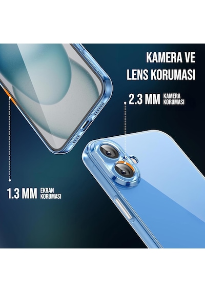 Apple Uyumlu iPhone 15 Pro Max Kılıf Metal Tuşlu Kamera Korumalı Silikon Şeffaf Arka Kapak Şeffaf
