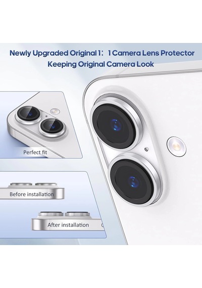 Apple Uyumlu iPhone 17 Kamera Koruyucu Gece Çekim Destekli Premium Safir Lens Koruma Parlak Temperli Cl-12