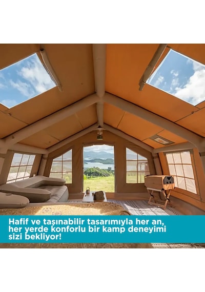 Habl 13 Kişilik 13.2m2 4 Mevsim Şişme Çadır 367 360 220cm Bej