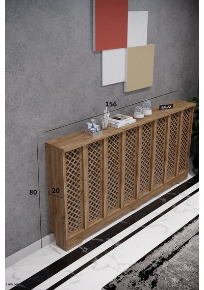 Petek Kaplama Modern Radyatör Kapatma Ünitesi Ön Panel Mdf Tasarım İç Ölçü 156 Cm Dış Ölçü 160 Cm Petek 156 Çam D3