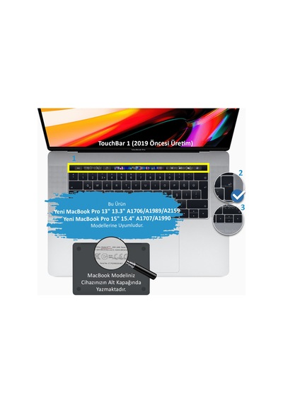Arapça Klavye Apple Uyumlu MacBook Pro Koruyucu Touchbar'lı A1706 A1989 A2159 A1707 A1990 Uk Enter Dazzle Pembe Yeşil