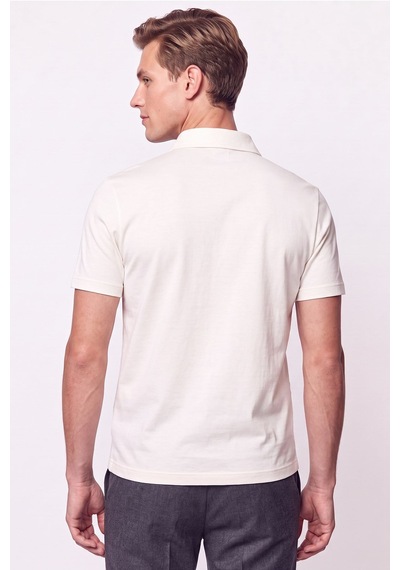 Efor Slim Fit Modal Kumaş Ekru Çıtçıtlı Polo Yaka Tişört Ts 923