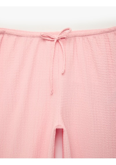 Koton Bürümcük Kumaş Beli Bağcıklı Düz Geniş Paça Pantolon Pembe 6sak40111ek Gül Koton Bürümcük Kumaş Beli Bağcıklı Düz Geniş Paça Pantolon Pembe 6sak40111ek Gül
