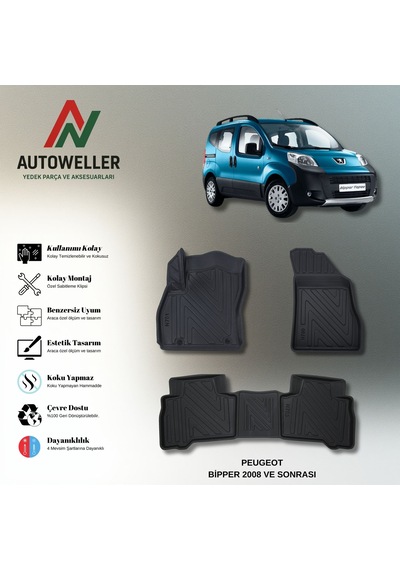 Peugeot Bipper 2008 Sonrası Uyumlu Havuzlu Oto Paspas