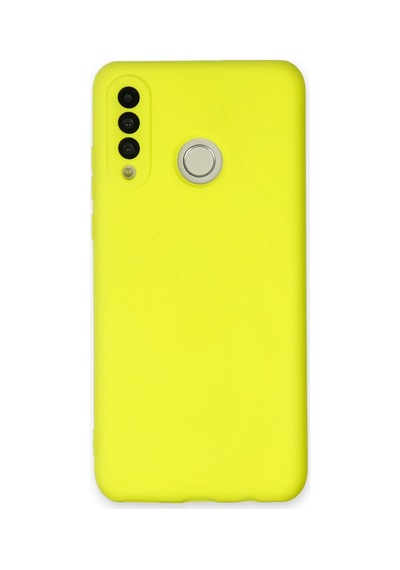 Huawei P30 Lite Uyumlu İçi Kadife Lansman Tasarım Silikon Telefon Kılıfı Sarı