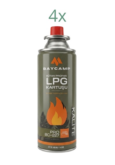 Baycamp 227gr 400 Ml Butan Propan Lpg Kartuş 4 Lü Paket Çok Renkli
