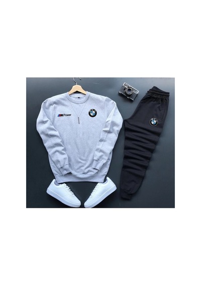 Tarzsokak Gri Arba Logo Dijital Baskılı Kışlık Unisex Eşofman Takımı