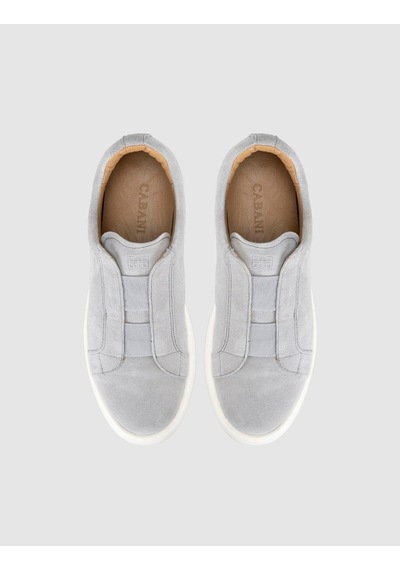 Gri Süet Deri Kadın Slip-on Sneaker