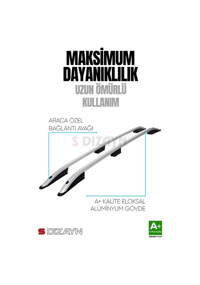 S-dizayn Ford Tourneo Custom Kısa Şase Aluminyum Gri Tavan Çıtası 2012-2023 A+ Kalite