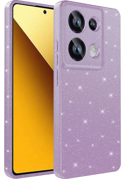 Xiaomi Redmi Note 13 Pro 4g Kılıf Kamera Korumalı Simli Lüks Zore Koton Kapak Lila