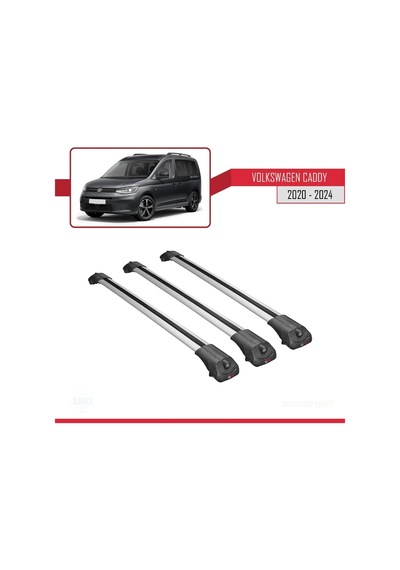 Volkswagen Caddy 2020 Ve Sonrası İle Uyumlu Ace-1 Ara Atkı Tavan Barı Gri 3 Adet Bar