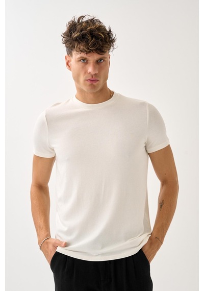 Alexandergardi Bisiklet Yaka Basic T-shirt Beyaz