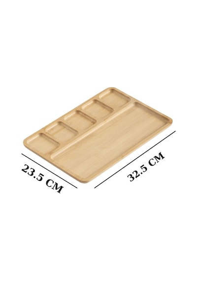 6 Bölmeli Bambu Kahvaltı Sunum Tabağı Bambu Kahvaltılık Bambu