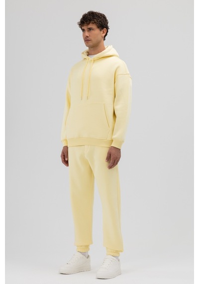 Vamos Basic Oversize Kapüşonlu Sweatshirt Sarı