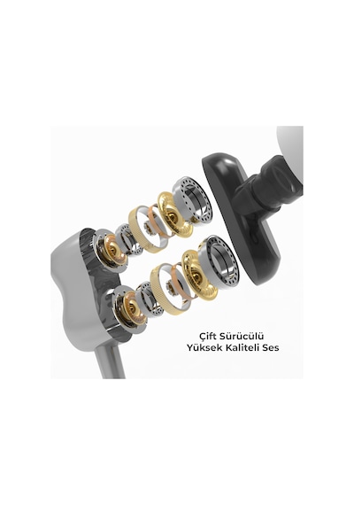Lecoo EH102 Kablolu 3.5mm Jacklı Kulak İçi Mikrofonlu Dual Driver Kulaklık
