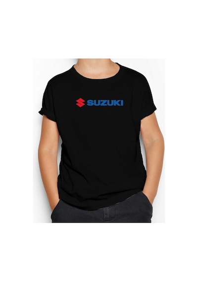 Zepplin Giyim Suzuki Motorcycle Logo Siyah Çocuk Tişört Siyah