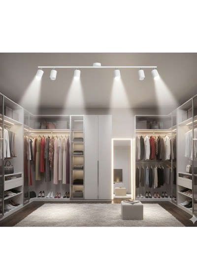Mylights Gu10 Altılı 6 Lı Hareketli Başlık 150 Cm Beyaz Modern Led Tavan Spot Avize Tasarruflu Led Ampul Beyaz