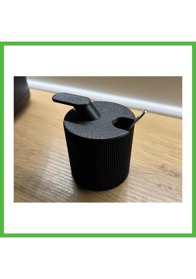 Vaveni 3d Baskı 2li Kaşıklı Şekerlik Baharatlık Seti Kapaklı Fitilli Dekoratif Mutfak Sunum Kabı 7x7 Cm Arz Çok Renkli