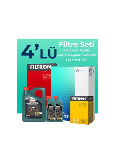 Filtron Volvo Xc60 2.0 Benzin Filtre Bakım Seti Castrol Motor Yağlı (2010-2012) 4 Lü