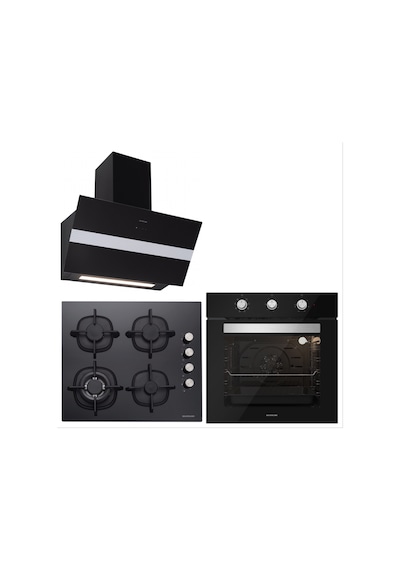 Silverline BO6503B01 - CS5429B01 - 3472 Bold Siyah Ankastre Set