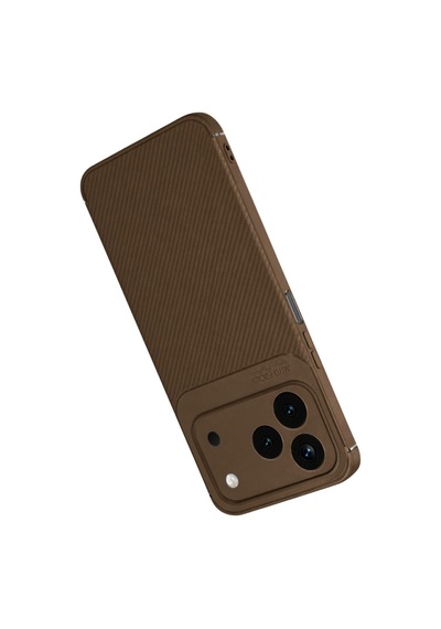 Tecno Spark 50 4g Kılıf Karbon Silikon Case Kahverengi