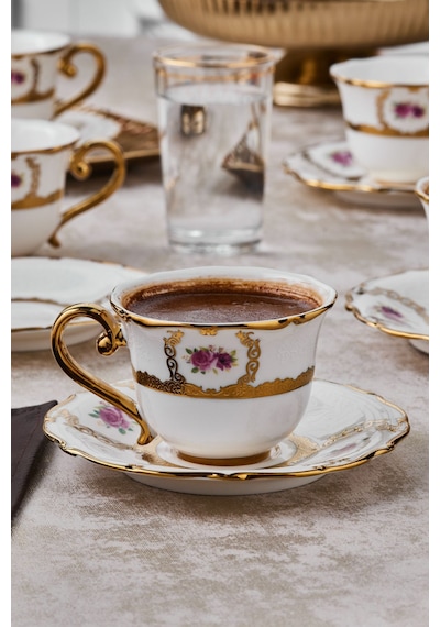 Karaca  Royal Bone Elizabeth 6 Kişilik Kahve Fincan Takımı 90 Ml
