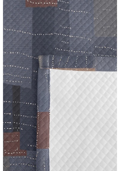 Mavi Geometrik Modern Genç Odası Tek Kişilik Pike Takımı-gri Vizon 160x220 Cm Kapitone Yatak Örtüsü Turkuaz