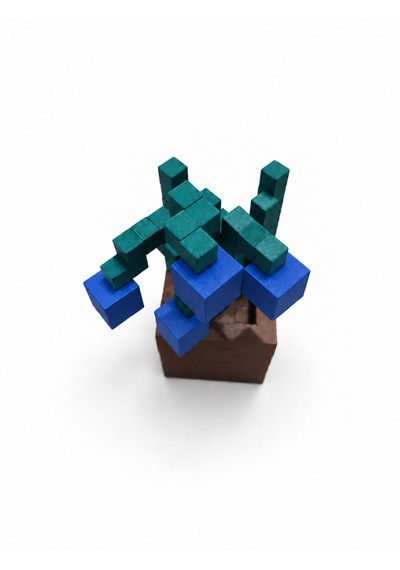 Piksel İnci Çiçeği Biblo - 3d Baskı, Minecraft Esintili Mavi