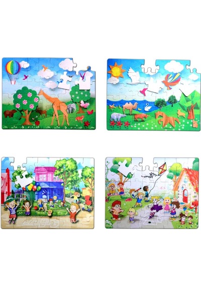 4 Set 96 Parça Tox Origami Ve Oyun Parkı 5+ Keçe Yapboz 5 Yaş