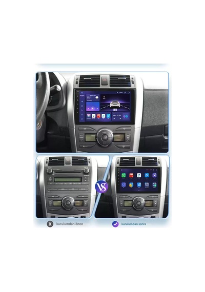 Otolas 2007-2013 Toyota Corolla Için 8+128gb, 10 Inç Gps & Wifi & Carplay Destekli, Kameralı Multimedya Navigasyon Sistemi 10"