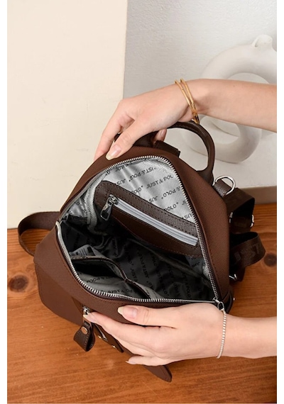 Just Polo Kadın Orta Boy Ayarlanabilir Askılı Şık Lakost Sırt Çantası Shopper Kahverengi